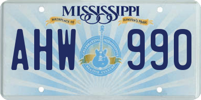 MS license plate AHW990