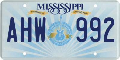 MS license plate AHW992