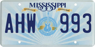 MS license plate AHW993