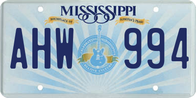 MS license plate AHW994