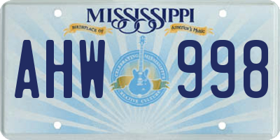 MS license plate AHW998