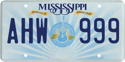 MS license plate AHW999