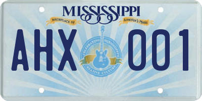 MS license plate AHX001