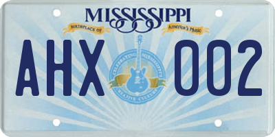 MS license plate AHX002