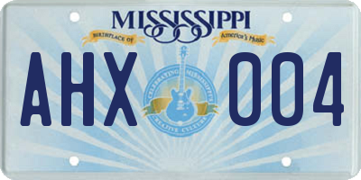 MS license plate AHX004