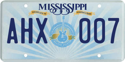 MS license plate AHX007