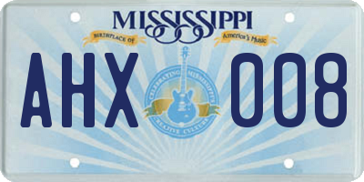 MS license plate AHX008