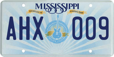 MS license plate AHX009