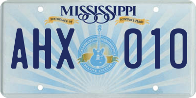 MS license plate AHX010