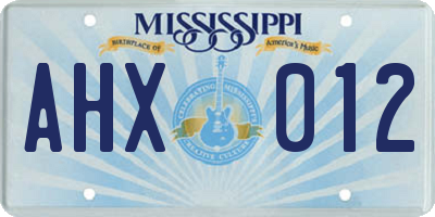 MS license plate AHX012