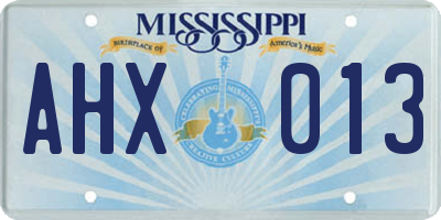 MS license plate AHX013