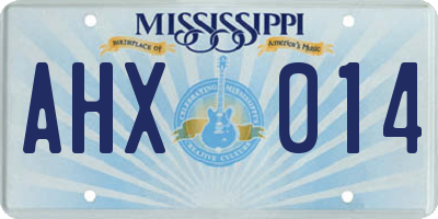 MS license plate AHX014