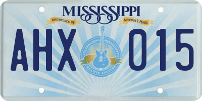 MS license plate AHX015