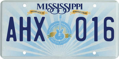 MS license plate AHX016