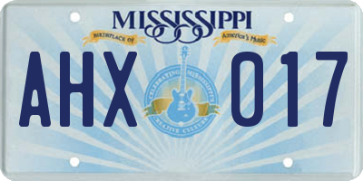 MS license plate AHX017