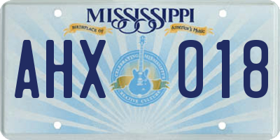 MS license plate AHX018