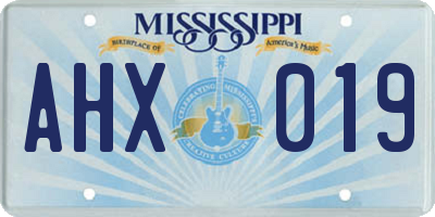 MS license plate AHX019