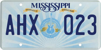 MS license plate AHX023