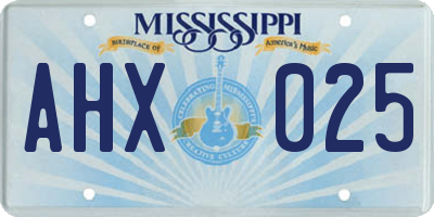 MS license plate AHX025