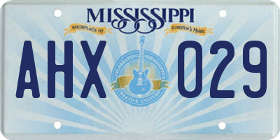 MS license plate AHX029