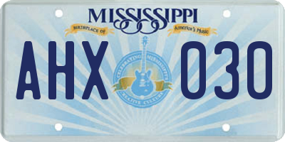 MS license plate AHX030