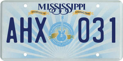 MS license plate AHX031
