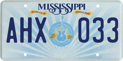 MS license plate AHX033