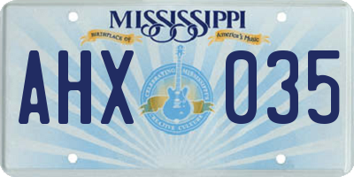 MS license plate AHX035