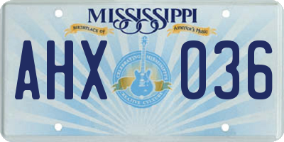 MS license plate AHX036