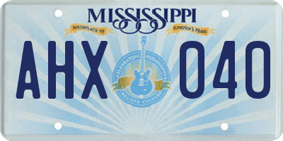 MS license plate AHX040