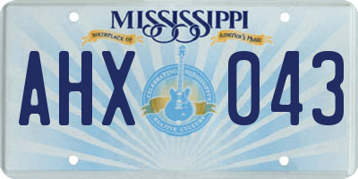 MS license plate AHX043