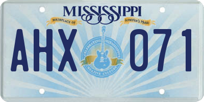 MS license plate AHX071