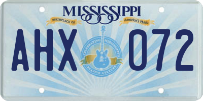 MS license plate AHX072