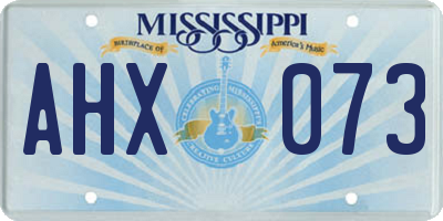 MS license plate AHX073