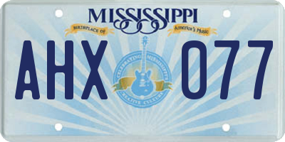 MS license plate AHX077