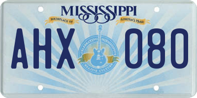 MS license plate AHX080
