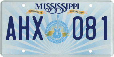 MS license plate AHX081