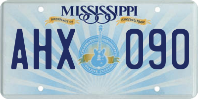 MS license plate AHX090