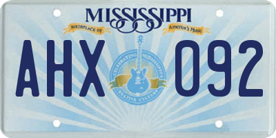 MS license plate AHX092