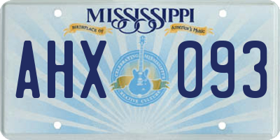 MS license plate AHX093