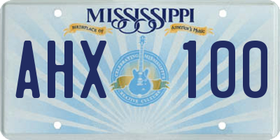 MS license plate AHX100