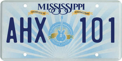 MS license plate AHX101