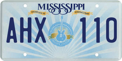 MS license plate AHX110