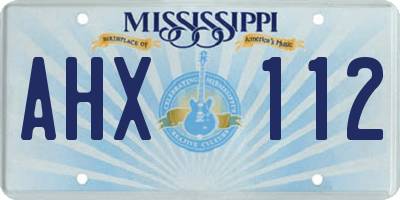 MS license plate AHX112