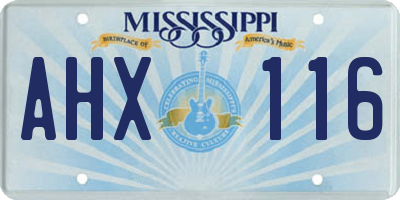 MS license plate AHX116