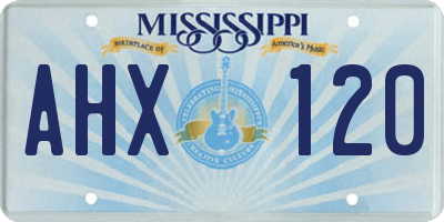 MS license plate AHX120