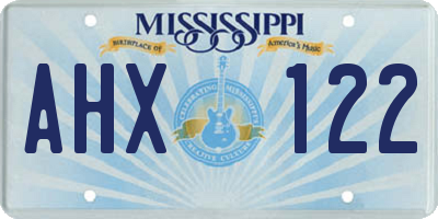 MS license plate AHX122