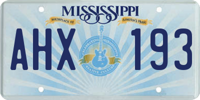 MS license plate AHX193