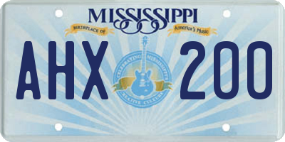 MS license plate AHX200