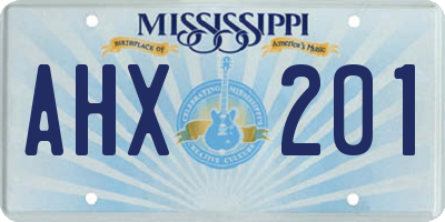 MS license plate AHX201